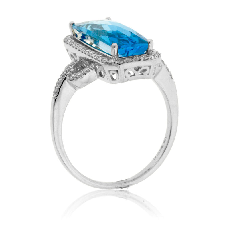 Fancy Cut Blue Topaz & Diamond Ring - Park City Jewelers