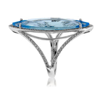 Fancy Cut Blue Topaz & Diamond Split Shank Ring - Park City Jewelers