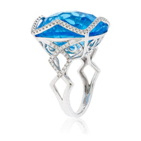 Fancy Cut Blue Topaz with Diamond Accents Ring - Park City Jewelers