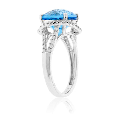Fancy Cut Blue Topaz with Diamond Accents Ring - Park City Jewelers