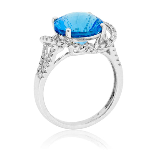 Fancy Cut Blue Topaz with Diamond Accents Ring - Park City Jewelers