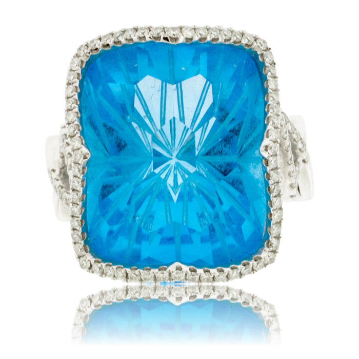 Fancy Cut Blue Topaz with Diamond Accents Ring - Park City Jewelers