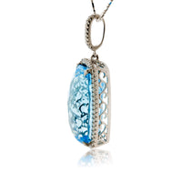 Fancy Cut Blue Topaz with Diamond Halo Pendant - Park City Jewelers