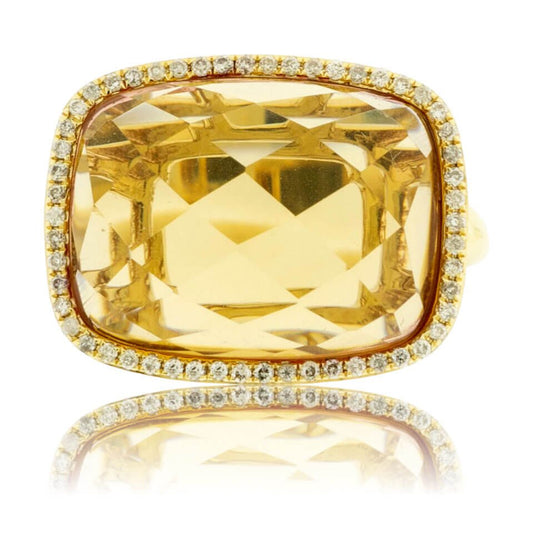 Fancy Cut Citrine and Diamond Halo Ring - Park City Jewelers