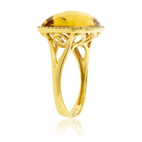 Fancy Cut Citrine and Diamond Halo Ring - Park City Jewelers