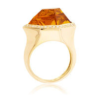 Fancy Cut Citrine and Diamond Halo Ring - Park City Jewelers