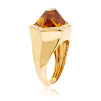 Fancy Cut Citrine and Diamond Halo Ring - Park City Jewelers