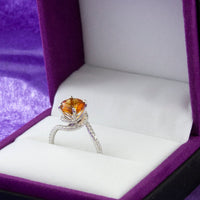 Fancy Cut Citrine and Diamond Swirl Halo Ring - Park City Jewelers