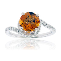 Fancy Cut Citrine and Diamond Swirl Halo Ring - Park City Jewelers