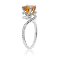 Fancy Cut Citrine and Diamond Swirl Halo Ring - Park City Jewelers