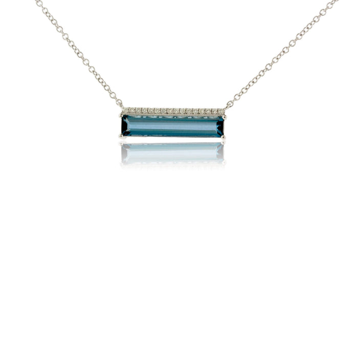 Fancy Cut London Blue Topaz & Diamond Geometric Pendant with Chain - Park City Jewelers