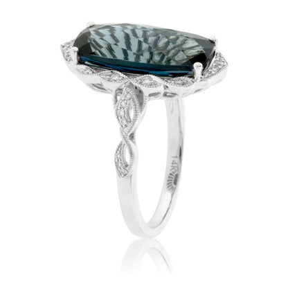 Fancy Cut London Blue Topaz Milgrain Style Ring - Park City Jewelers