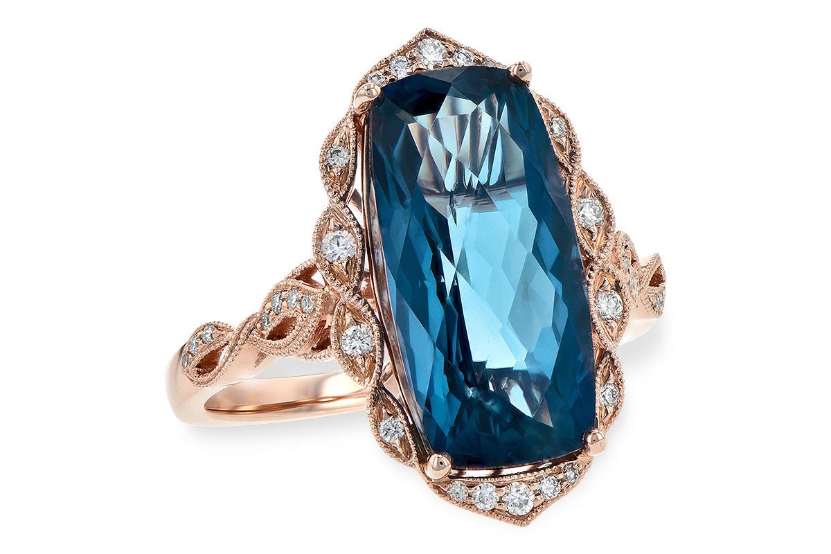 Fancy Cut London Blue Topaz Milgrain Style Ring - Park City Jewelers