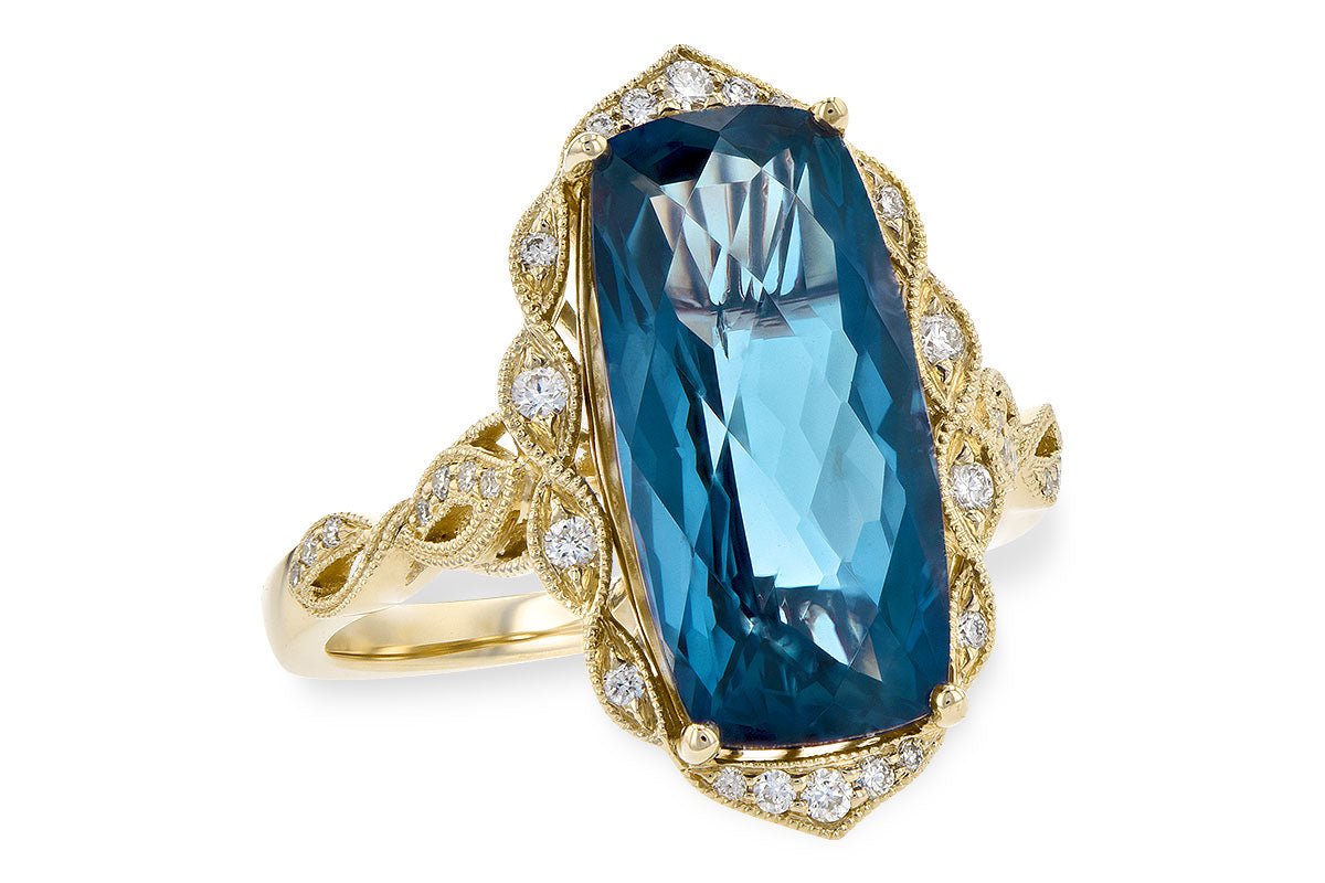Fancy Cut London Blue Topaz Milgrain Style Ring - Park City Jewelers