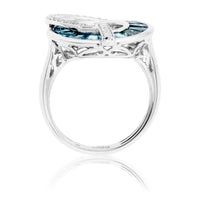 Fancy Cut London Blue Topaz with Diamond Double Circle Ring - Park City Jewelers