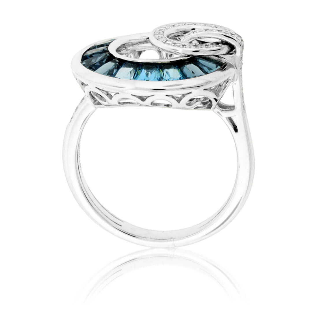Fancy Cut London Blue Topaz with Diamond Double Circle Ring - Park City Jewelers