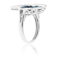 Fancy Cut London Blue Topaz with Diamond Double Circle Ring - Park City Jewelers