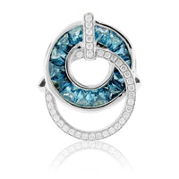 Fancy Cut London Blue Topaz with Diamond Double Circle Ring - Park City Jewelers