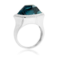 Fancy Cut London Blue Topaz with Diamond Halo Ring - Park City Jewelers