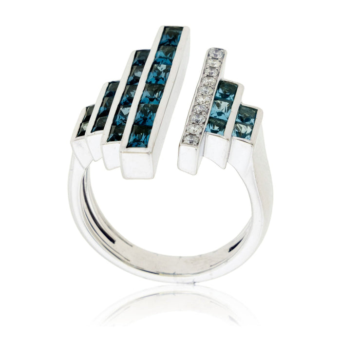 Fancy Cut London Blue Topaz with Diamond Ring - Park City Jewelers