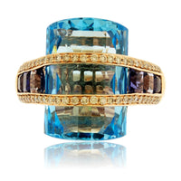 Fancy Cut London Blue Topaz with Iolite & Diamond Accents Ring - Park City Jewelers