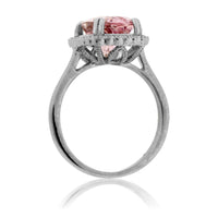 Fancy Cut Morganite & Diamond Halo Ring - Park City Jewelers