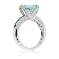 Fancy Cut Oval Aquamarine with Diamond Accented Ring - Park City Jewelers