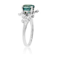 Fancy Cut Oval Blue Zircon & Diamond Nature Inspired Ring - Park City Jewelers