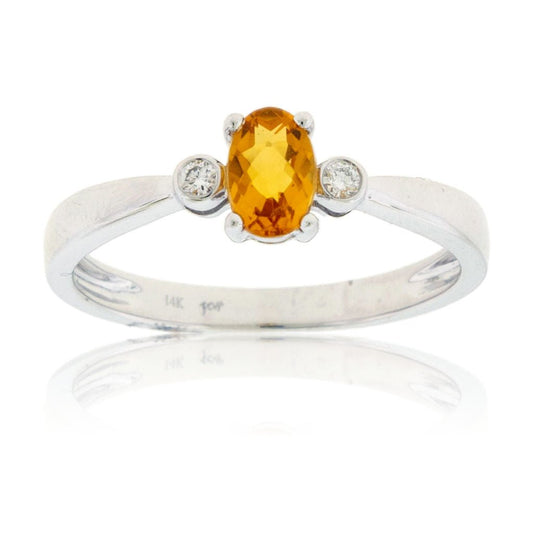 Fancy Cut Oval Citrine and Diamond Accented Ring - Park City Jewelers