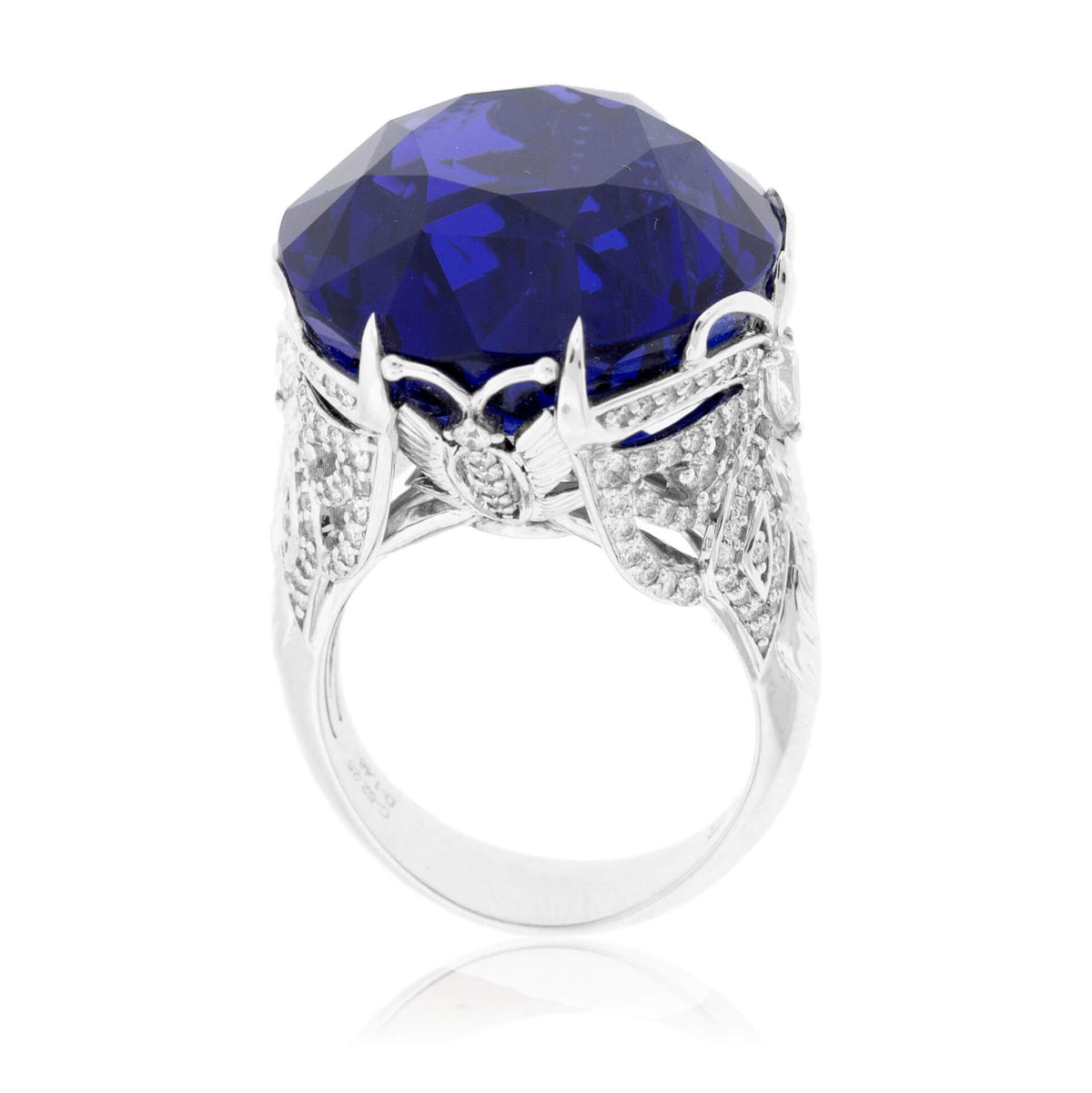 Fancy Cut Oval Tanzanite & Diamond Accented Butterfly Look Ring - Park City Jewelers