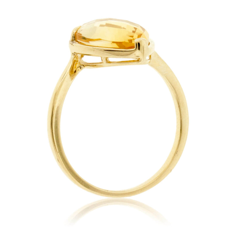 Fancy Cut Pear Citrine and Diamond Halo Ring - Park City Jewelers