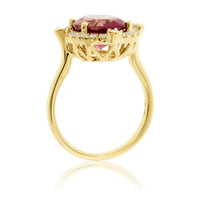 Fancy Cut Pink Tourmaline & Diamond Halo Ring - Park City Jewelers