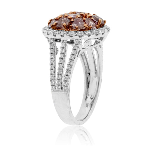 Fancy Natural Pink Diamond & Diamond Halo Ring - Park City Jewelers