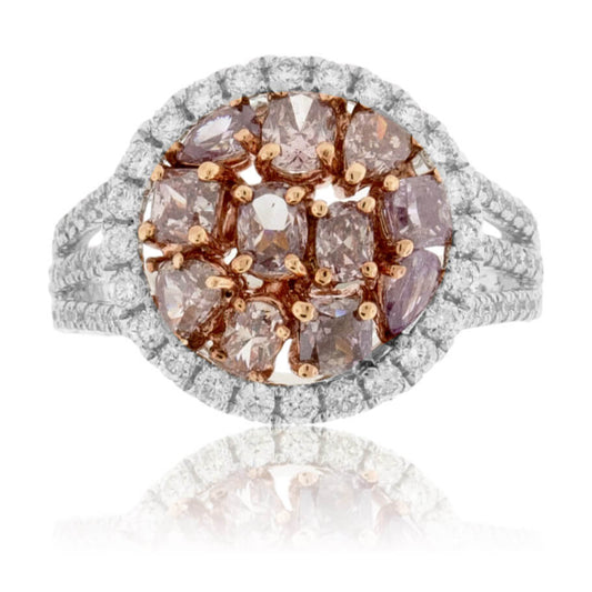 Fancy Natural Pink Diamond & Diamond Halo Ring - Park City Jewelers