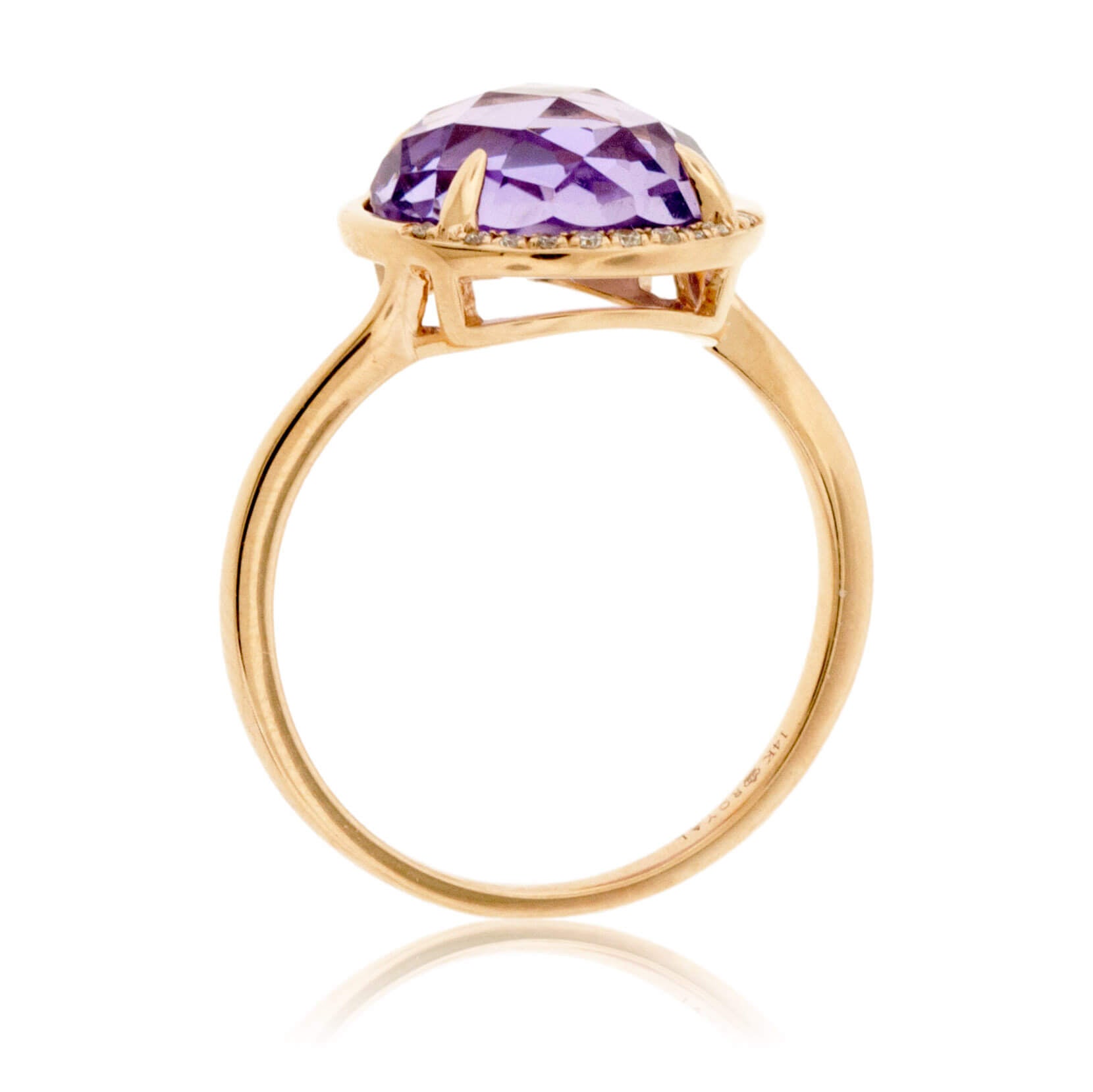 Fancy Round Cut Amethyst and Diamond Halo Ring - Park City Jewelers