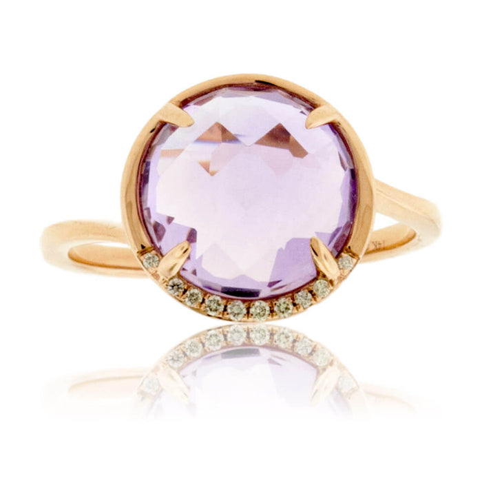 Fancy Round Cut Amethyst and Diamond Halo Ring - Park City Jewelers