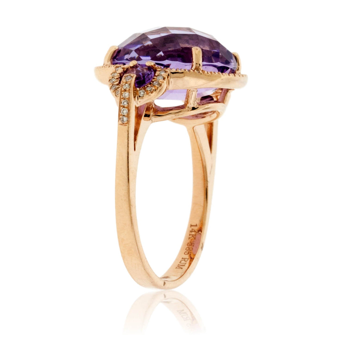 Fancy Round Cut Amethyst and Diamond Halo Ring - Park City Jewelers