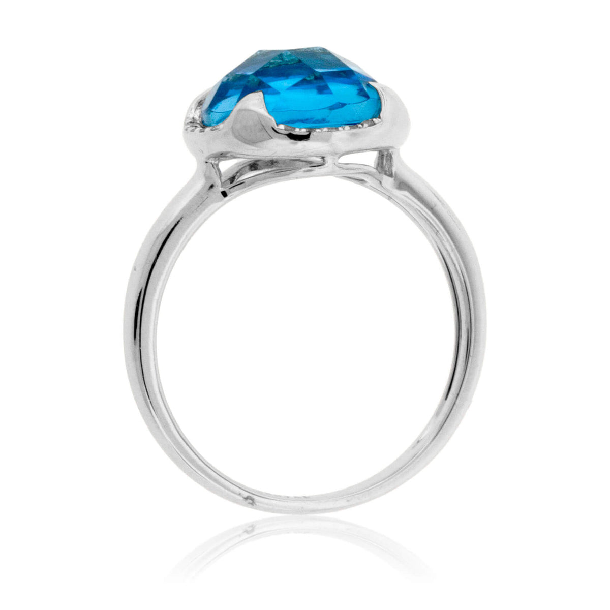 Fancy Round Cut Blue Topaz and Diamond Halo Ring - Park City Jewelers