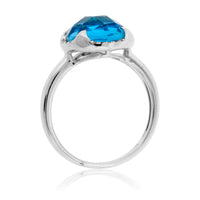 Fancy Round Cut Blue Topaz and Diamond Halo Ring - Park City Jewelers