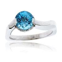 Fancy Round Cut Blue Topaz and Diamond Ring - Park City Jewelers