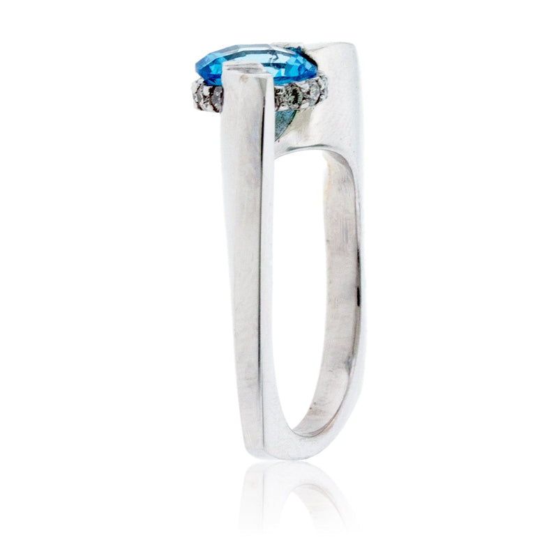 Fancy Round Cut Blue Topaz and Diamond Ring - Park City Jewelers