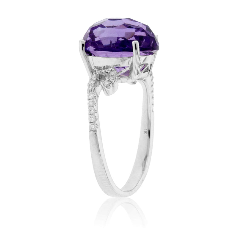 Fancy Shaped Amethyst with Diamond Shank Ring - Park City Jewelers