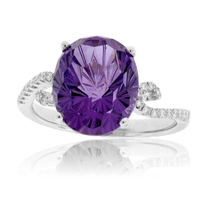 Fancy Shaped Amethyst with Diamond Shank Ring - Park City Jewelers