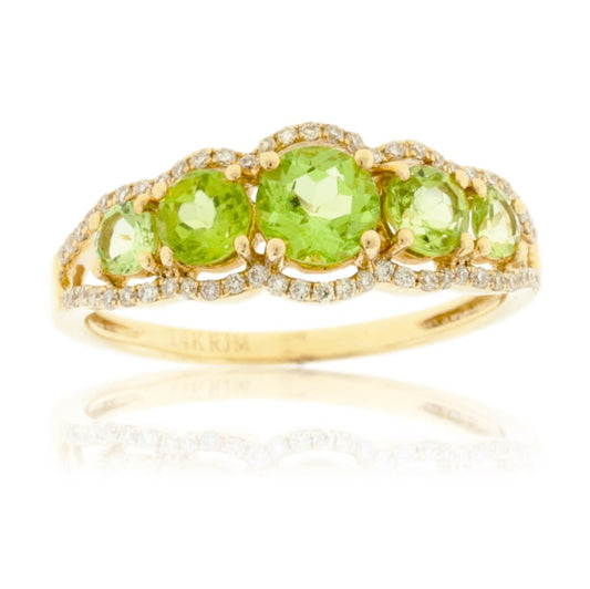 Five Stone Peridot & Diamond Ring - Park City Jewelers