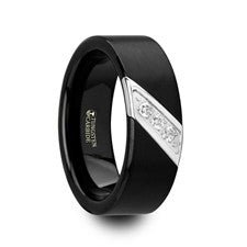 Flat Black Tungsten/Stainless Steel Diagonal Band - Park City Jewelers