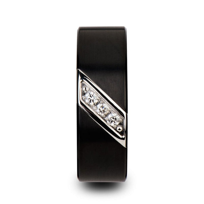 Flat Black Tungsten/Stainless Steel Diagonal Band - Park City Jewelers