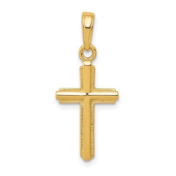 Flat Cross with Stripped Border Pendant - Park City Jewelers