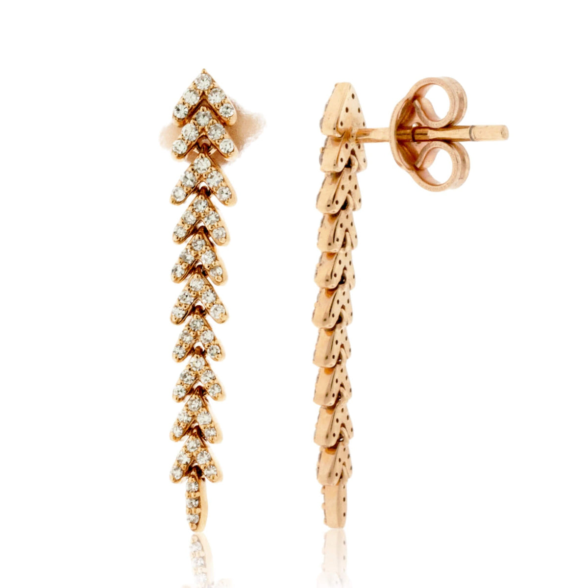 Flexible Rose Gold Diamond Dangle Drop Earrings - Park City Jewelers
