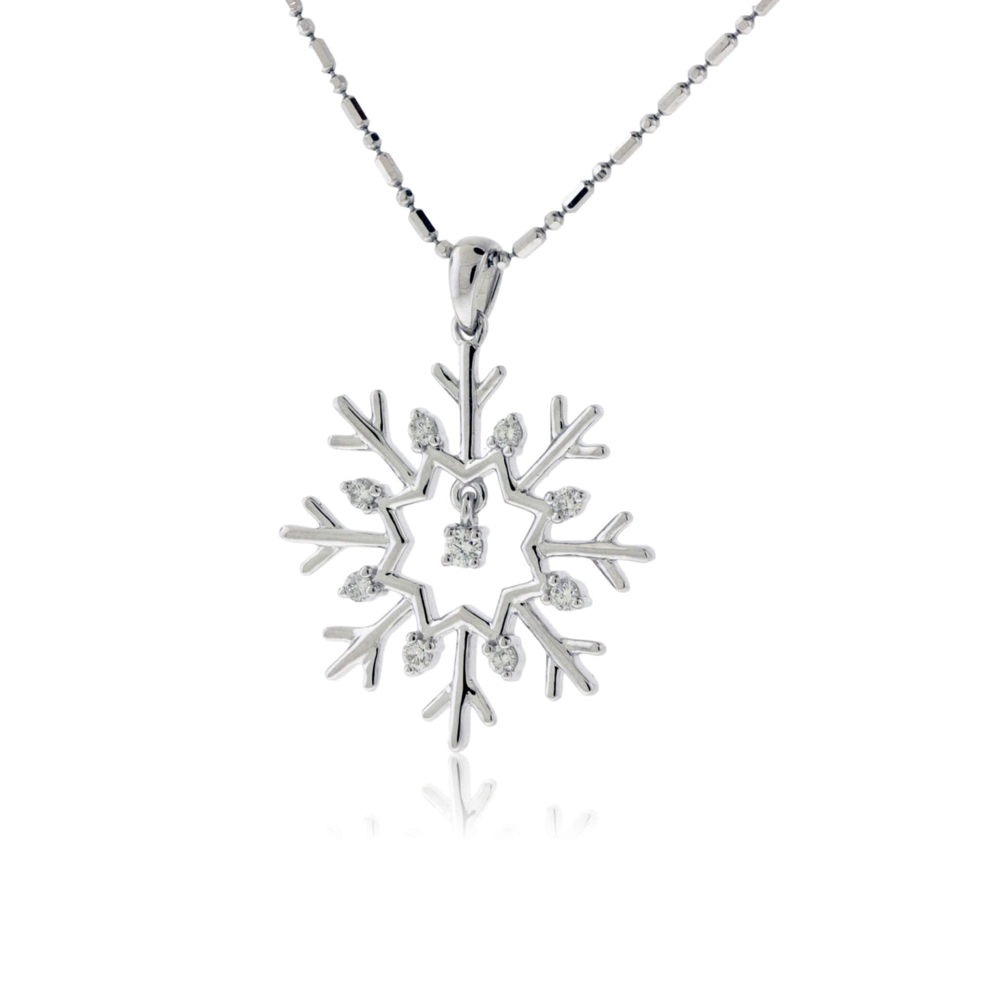 Floating Gold Diamond Snowflake Pendant - Park City Jewelers
