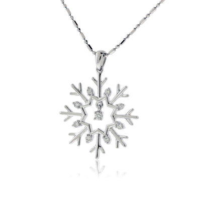 Floating Gold Diamond Snowflake Pendant - Park City Jewelers